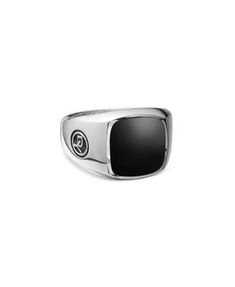 David Yurman Men's Exotic Stone Ring with Black Onyx in Silver Mens Ring, David Yurman Black Onyx Ring, Luxury Onyx Men's Ring Gift, Silver Onyx Signet Ring Luxury Style, Luxury Silver Signet Ring With Onyx, Silver Onyx Ring Men, Luxury Silver Onyx Signet Ring, David Yurman Novella Ring, David Yurman Mens