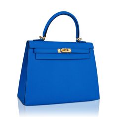 Guaranteed authentic exquisite Hermes Kelly 25 Sellier bag featured in richly saturated Bleu Frida.This exotic Hermes Kelly bag colour is a beautiful year round neutral.Accentuated with gold hardware and epsom leather. Comes with signature Hermes orange box, raincoat, shoulder strap, sleepers, lock, keys and clochette.NEW or NEVER WORN.The Hermes Kelly 25cm bag price retains its value due to the high demand of this limited style.Mightychic has offered exquisite Hermes selections for 22 years mat Blue Hermes Bag, Hermes Crocodile Bag, Kelly 25 Sellier, Kelly Bags, Hermes Kelly 25, Kelly 25, Types Of Handbags, Orange Box, Hermes Orange