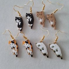 Dangling Cats Earring Brown Cartoon, Orange Kitty, Kawaii Jewelry, Cute Accessories, Animal Earrings, Funky Jewelry, Cat Jewelry, Cat Earrings, Farm Animal