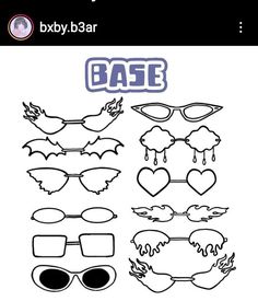 an image of some glasses with the word base on them and hearts in the middle