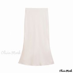 Olivia Mark - High-Waisted Silk Satin Midi Skirt in Elegant Flute Style Rice White, Satin Midi Skirt, Types Of Skirts, Olivia Mark, A Line Skirt, Silk Satin, A Line Skirts, Midi Skirt, A Line