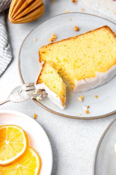 a slice of lemon cake on a plate