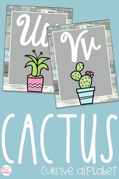 two pictures with cactuses on them and the words cactusus in front of them