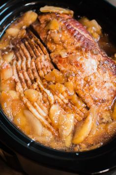 pork chops and potatoes in a slow cooker