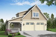 this is a computer rendering of these garage plans for two car garages with attached porches