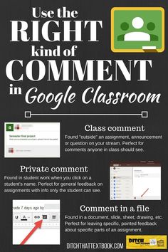 the right kind of comment in google classroom infographical poster for students and teachers