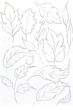 a pencil drawing of leaves and bubbles