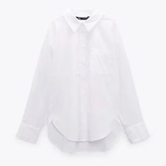 Nwt Zara Poplin Shirt With Pocket White Zara Classic Shirt With Pockets, Classic Zara Shirt With Pockets, Zara Blouse With Pockets For Workwear, Zara Workwear Blouse With Pockets, Classic White Zara Blouse, Zara Classic Office Shirt, Classic Zara Cotton Blouse, Zara Cotton Office Blouse, White Zara Shirt For Office