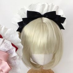 Elevate your Lolita ensemble with our enchanting bowknot sweet maid KC, available in three captivating colors: black, wine red, and pink. This headpiece is the perfect blend of elegance and cuteness, designed to make you stand out at any event or gathering. Whether you're attending a Lolita tea party, a cosplay event, or simply want to add a touch of kawaii to your everyday look, this headpiece is a must-have accessory. Cute Party Headband With Bow, Cute Bow Headband For Party, Y2k Black, Reasons To Smile, Wrist Cuffs, Big Bows, Wine Red, Everyday Look, Headpiece