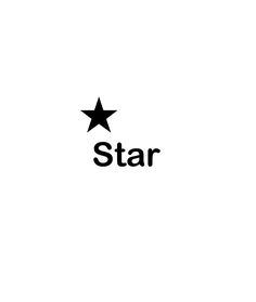 the word star is written in black on a white background