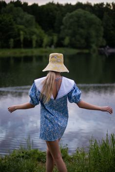 New Esendyswim dress made of beautiful white cotton and decorated with stylish oversized collar. The dress can be customized in any size, length or color.The dress is custom made for PRE ORDER!🌸 The dress made of cotton and can be custom made in many varieties. Bucket hat link: https://www.etsy.com/listing/1018415830/designer-summer-bucket-hat-women?ref=shop_home_active_3- The model is wearing XS/SThe model is:87\63\92 cm ( bust- 34,25/ waist- 25/ hips- 36,22 ) height 1.76 m (5’ 9’’)SIZE GIDE: Summer Prairie Dress With Puff Sleeves And Ruffles, Summer Cotton Prairie Dress With Puff Sleeves, Vintage Prairie Dress With Puff Sleeves For Summer, Feminine Prairie Dress With Puff Sleeves, Cottagecore Prairie Dress With Puff Sleeves And Ruffles, Puffy Sleeves Dress, Bucket Hat Women, Designer Face Mask, Puffy Sleeves