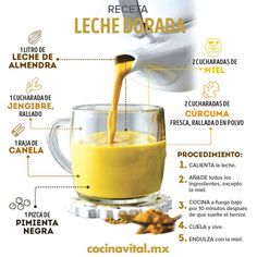 the ingredients for a smoothie are shown in spanish