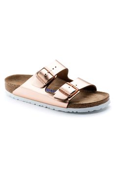 An icon of timeless design and legendary comfort, the Birkenstock® Arizona sandal has been defining style since 1973. A metallic finish transforms the classic look into your favorite be-seen pair, outfitted with tonal buckles to elevate the look. With an original contoured footbed for support, it'll feel uniquely yours wherever you take it. Birkenstock Sandals Arizona, Two Strap Sandals, Birkenstock Arizona, Sandals For Sale, Baby Size, Strap Sandals, Classic Looks, Birkenstock, Eden