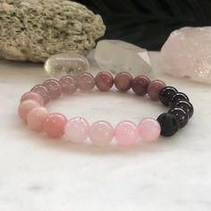 Relationship Jewelry, Powerful Feminine, Stone Bead Jewelry, Quartz Pink, Lava Bracelet, Lucky Bracelet, Beads Bracelet Design, Diffuser Bracelets