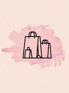 a pink background with an outline of two shopping bags on top of eachother