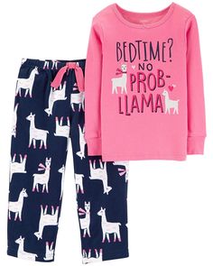 Llama Glitter Snug Fit Cotton and Fleece - Pink Llama - CU18IRA44U7 - Girls' Clothing, Sleepwear & Robes, Pajama Sets  #PajamaSets #Girls' #Clothing # #Sleepwear #& #Robes # #Pajama #Sets Llama Pajamas, Pajamas For Teens, Fleece Pjs, Cozy Pajamas, Pajamas Comfy, Baby Pajamas, Cute Pajamas, Womens Pyjama Sets, Cotton Bottoms