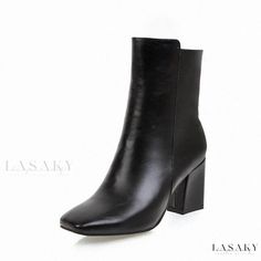 Lasaky - Easy-Pair Boots in Small Sizes Casual Block Heel Chelsea Boots For Winter, Casual Martin Boots With Block Heel For Winter, Casual Winter Martin Boots With Block Heel, Casual Martin Boots With Square Toe For Winter, Casual Winter Boots With Square Toe, Casual Winter Heeled Boots With Square Toe, Casual Wide Calf Platform Boots With Square Toe, Casual Winter Boots With Block Heel, Casual Block Heel Winter Boots