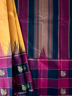 Gorgeous Kancheepuram Pure Silk  Saree with korvai contrast mayil kattam border with contrast blouse piece Kancheepuram Silk Saree, Sarees Design, Latest Dress Design, Chandler Az, Pure Silk Saree, Contrast Blouse, Pure Silk Sarees, Dress Design, Blouse Piece