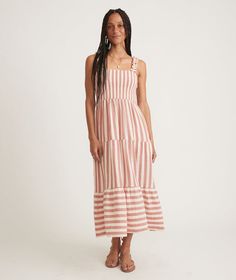 Selene Double Cloth Maxi Dress Tiered Midi Dress With Adjustable Straps For Vacation, Tiered Smocked Ruched Beach Dress, Tiered Ruched Smocked Dress For Beach, Beach Tiered Smocked Ruched Dress, Casual Tiered Midi Dress With Adjustable Straps, Casual Ruched Tiered Beach Dress, Casual Ruched Tiered Dress For Beach, Ruched Tiered Sundress For The Beach, Ruched Sundress Tiered Dress For Beach