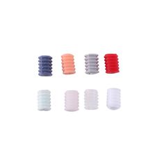 an assortment of plastic screws on a white background