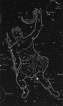 the zodiac sign is depicted in this black and white photo, with stars all over it