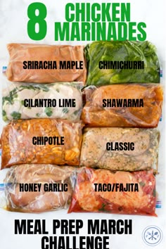 the 8 chicken marinades are packed in plastic bags