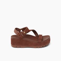 Women's Cushion Higher Luna Platform in Cappuccino Suede | REEF® Trendy Adjustable Strap Sport Sandals For Vacation, Trendy Sport Sandals With Adjustable Strap For Vacation, Leather Platform Sport Sandals For Vacation, Leather Sport Sandals With Platform For Vacation, Adjustable Platform Sport Sandals For Vacation, Brown Sandals Outfit, Reef Sandals, Sandals Outfit, Orange Crush