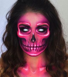 Neon Skull, Holloween Makeup, Horror Make-up, Creepy Halloween Makeup, Cute Halloween Makeup, Skeleton Makeup