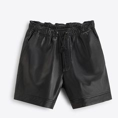 100% Genuine Leather Drawstring Waist Shotrs For Men - Black Shorts For Mens Casual Black Leather Shorts, Casual Leather Shorts, Casual Short Leather Bottoms, Summer 24, Casual Streetwear, Drawstring Waistband, Men's Collection, Men's Casual, Black Shorts