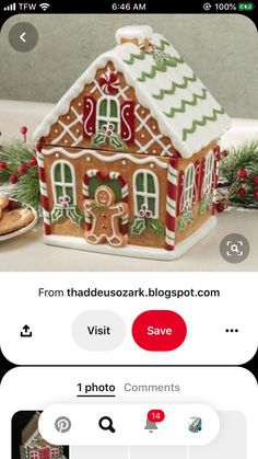 a gingerbread house is on the app