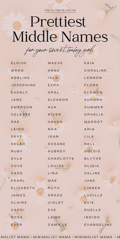 Searching for baby girl names? These cute middle names for girls are some of the most versatile picks! From strong baby names to modern baby names, there are unique middle names ideas for EVERY mama on this list - all hand-picked! Middle Names Ideas, Names With Middle Names, Pretty Middle Names, Girl Name List, Girl Middle Names, Riley Name, Middle Name Ideas, Girl Name Ideas