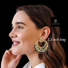 earrings Length is 2.2 inch width 2 inch Made using cz polki , beads with 22 ct gold plating Silver Jewelry Earrings, Silver Jewelry Pendant, Jewelry Design Necklace, Pendant Set, Bridal Sets, Gold Plating, Pendant Jewelry, Necklace Set, Jewelry Stores