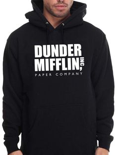 Dunder Mifflin paper company- hooded sweatshirt- from The Office. Supplying all your paper and paper related needs. Funny original hoodie ! High quality hoodie. Design: White screen print on Black hoodie                White/Black print on White/Black Tee Check photos for product info and size description. Cotton Sweatshirt With Drawstring Hood For Fans, Fan Merchandise Cotton Hoodie Sweatshirt, Cotton Fan Merchandise Hoodie Sweatshirt, Cotton Hoodie With Drawstring Hood For Fan Merchandise, Office Logo, White Screen, Dunder Mifflin, Hoodie White, Mens Hoodies