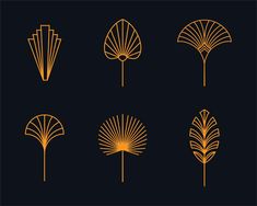 six golden palm trees on a black background, each with different shapes and sizes to choose from