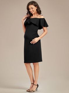 Our off-the-shoulder ruffle bodycon midi maternity dress is the perfect addition to any pregnant woman's wardrobe. This stylish and flattering dress is designed to accentuate your curves and keep you comfortable throughout your pregnancy. The off-the-shoulder neckline and ruffle detailing add a touch of femininity, making it perfect for any special occasion. Whether you're heading to a baby shower or a wedding, this dress is sure to turn heads. Fit: Please refer to size chart. Length: Knee lengt Elegant Maternity Midi Dress With Ruffles, Elegant Off-shoulder Maternity Dress For Party, Elegant Ruffled Maternity Midi Dress, Elegant Bodycon Maternity Dress, Elegant Fitted Maternity Dress With Ruffles, Maternity Off The Shoulder Dress, Chic Off-shoulder Maternity Dress, Elegant Off-shoulder Fitted Maternity Dress, Chic Fitted Off-shoulder Maternity Dress