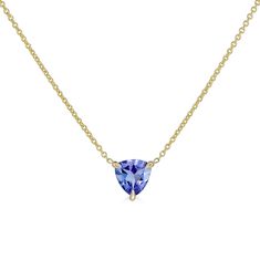 Tanzanite Trillion Necklace 14k Yellow Gold Necklace, Yellow Gold Necklace, Blue Tanzanite, Recycled Gold, Conflict Free Diamonds, Ring Necklace