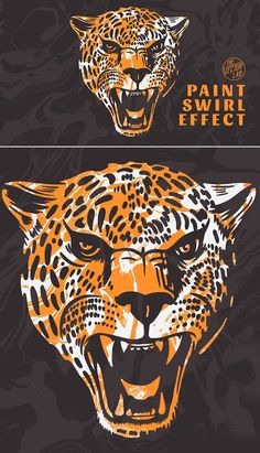 an orange and black tiger's head with the words paint swriff effect