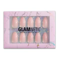 Cloud 9 has arrived to elevate your nail game. It is a medium-length, pointed almond nail shape with a jelly and UV finish on it. This nail has been designed for everyday wear and has a very classy and elegant look to it. Although a light pink, they are super versatile and look good on all skin tones. All Glamnetic Press-On Nails can be reused and reshaped for customization. They stay on for an average of 2 weeks if applied correctly (subjective to individual lifestyles). They are made of a high Glamnetic Nails, Pastel Blue Nails, Natural Nails Manicure, Milky Nails, Almond Shape, Coffin Nails Long, Pastel Nails, Cloud 9, Nail Games