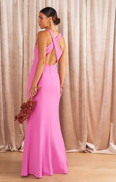 Rachel Maxi Dress ~ Pink Lilac Stretch Garden Wedding Dress Guest, Mumu Wedding, Pink Bridesmaid Dress, The Rachel, Rainbow Outfit, Pink Lilac, Floor Length Gown, Chic And Elegant, Black Tie Wedding