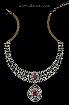 18 karat gold "detachable / 7 in 1" diamond necklace with Color stones  
  this product has inter changeable stones in the necklace and pendant.
  this product has a detachable pendant which can be used as a separate pendant with most chains.


enhance your beauty with 18 karat gold "detachable / 7 in 1" diamond necklace with color stones    elevate your style with this exquisite 18 karat gold diamond necklace, handcrafted in india by totaram jewelers. this stunning piece feature Classic Diamond Necklaces With Detachable Pendant, Diamond Necklace With Detachable Pendant For Wedding, Diamond Pendant Necklace In Temple Jewelry Style, Temple Jewelry Diamond Necklace With Single Cut Diamonds, Yellow Gold Temple Jewelry With Cubic Zirconia, Temple Jewelry Necklace With Single Cut Diamonds, Yellow Gold Cubic Zirconia Temple Jewelry, Anniversary Diamond Necklace With Detachable Pendant, Exquisite Diamond Jewelry With Detachable Pendant