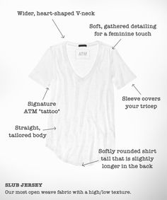 The Slub Jersey Classic V-Neck Tee gets its texture from the uneven yarns of our unique Peruvian Cotton. It features a relaxed v-neck, shirred shoulders and just the right amount of sheer. The loose weave of this heavier Cotton molds modestly to the body offering the perfect drape. Its long, flattering silhouette is meticulously measured--tapered at the bust with a shirttail that covers the butt without cling. Build Your Wardrobe, Womens Clothing Sizes, Crew Neck Tee, V Neck Tee, Black Tee, Heavy Cotton, Heather Grey, V Neck, Mens Outfits