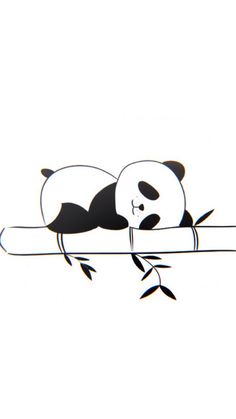 a drawing of a panda sleeping on a branch