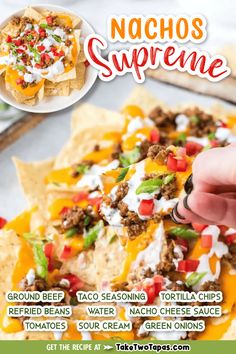 the recipe for nachos supreme is shown