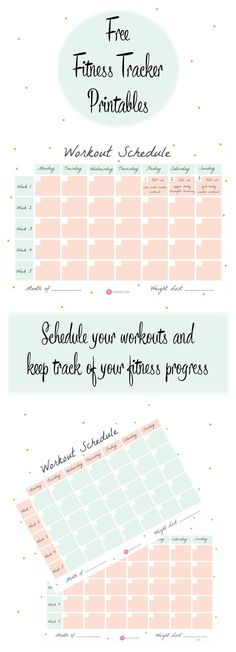 an info sheet with the words free fitness tracker printables and workout schedule on it