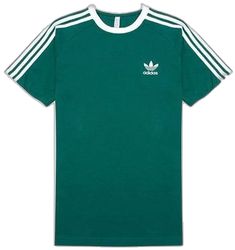 Casual Three Stripes T-shirt For Sports Events, Green Athleisure Tops With Three Stripes Branding, Green Adidas Tops With Logo, Casual Fitted T-shirt With Three Stripes, Fitted Casual T-shirt With Three Stripes, Casual Green Adidas Logo T-shirt, Spring Adidas Sportswear T-shirt, Summer Sports T-shirt With Three Stripes, Three Stripes T-shirt For Summer Sports