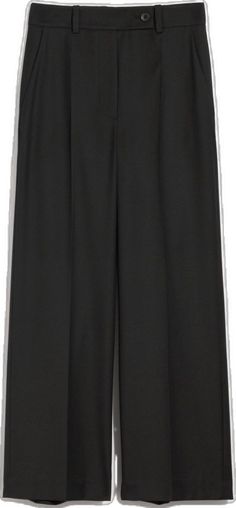 Solid Culottes With Pockets For Work, Black Culottes With Pockets For Workwear, Chic Business Casual Culottes With Pockets, High Waist Culottes With Belt Loops For Work, Fitted Culottes With Pockets For Workwear, Sleek High Waist Bottoms With Pockets, Chic Straight Culottes With Pockets, Sleek Ankle-length Bottoms With Pockets, Chic Straight Leg Culottes For Work