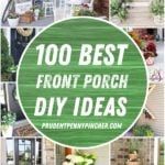 the words, 100 best front porch diy ideas are shown above pictures of potted plants