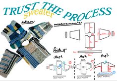 the instructions for how to knit a sweater and mitts are shown in this diagram