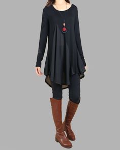 Modal and Chiffon Tunic Top, Yoga T-shirt, Long Sleeve Tunic Dress, Black Sports T-shirt, Summer Tops, Tunic Tops for Leggingsy1090 - Etsy Solid Long Sleeve Dress For Layering, Long Sleeve Solid Dress For Layering, Casual Long Sleeve Tunic For Layering, Black Casual Tunic For Spring, Casual Black Tunic For Spring, Casual Stretch Tunic For Fall, Casual Fall Tunic, Versatile Long Sleeve Dresses For Fall, Versatile Long Sleeve Fall Dresses