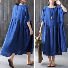 ★Please leave your phone number to me while you place the order! ★Material: linen **.♥.**'.♥.**'.♥.**'.♥.**'.♥.**'.♥.** Size Measurements: Size(L) shoulder is 47 cm/18.5'' sleeve is 27 cm/11'' bust is 134 cm/52.8'' length is 110 cm/43.3'' The model height is 160 cm, weight is 45KG ♥Custom-made♥ Please tell me your Weight, Height, Bust measurement. The basic measurements we need for making your order. Custom order need extra $15 and more one week. Summer Dress Midi, Loose Summer Dress, Linen Tunic Dress, Oversized Outfit, Asymmetric Dress, Dress Linen, Linen Tunic, Dress Midi, Dress Plus Size